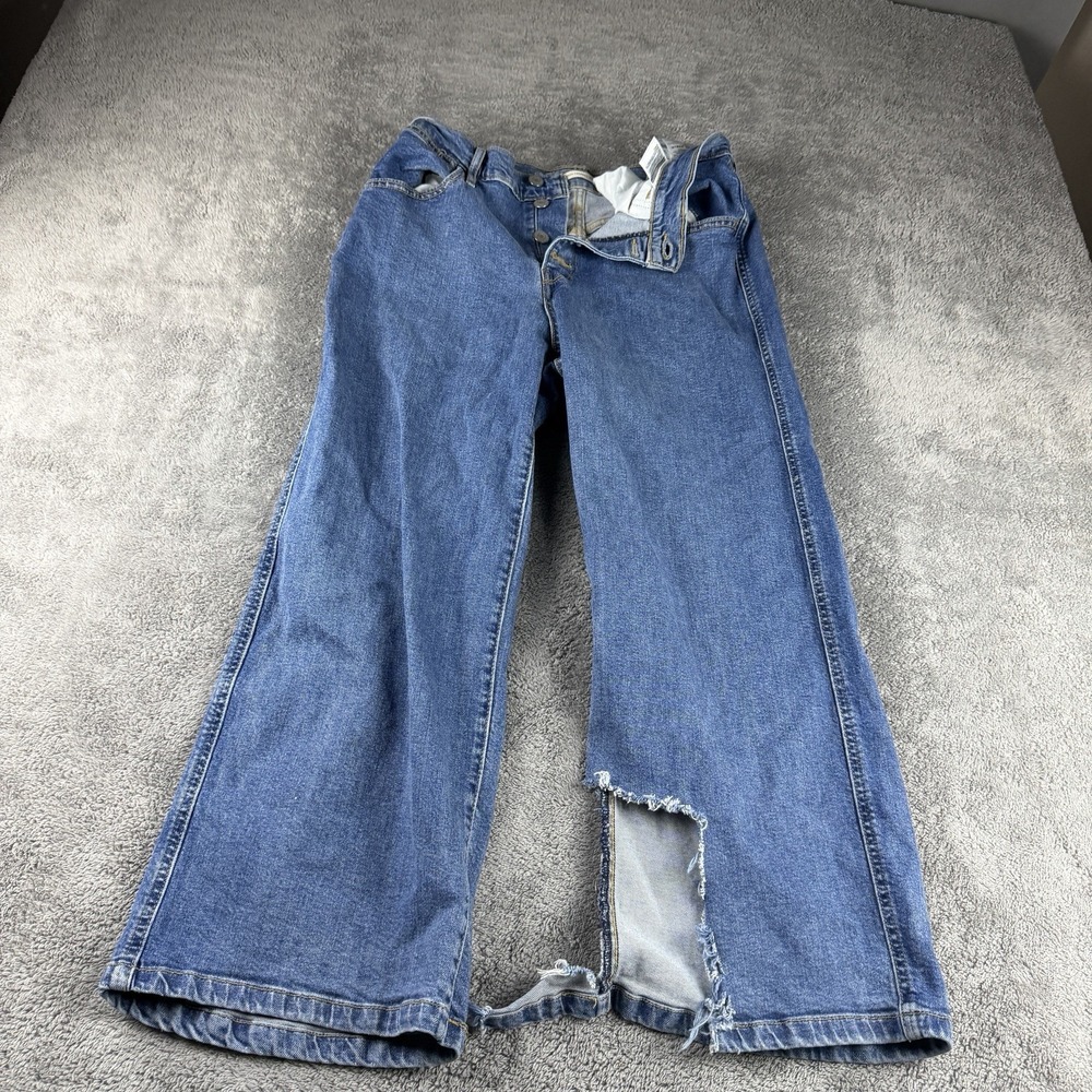 Levis Mile High Cropped Wide Leg Jeans Womens 30 Blue High Rise Button Fly